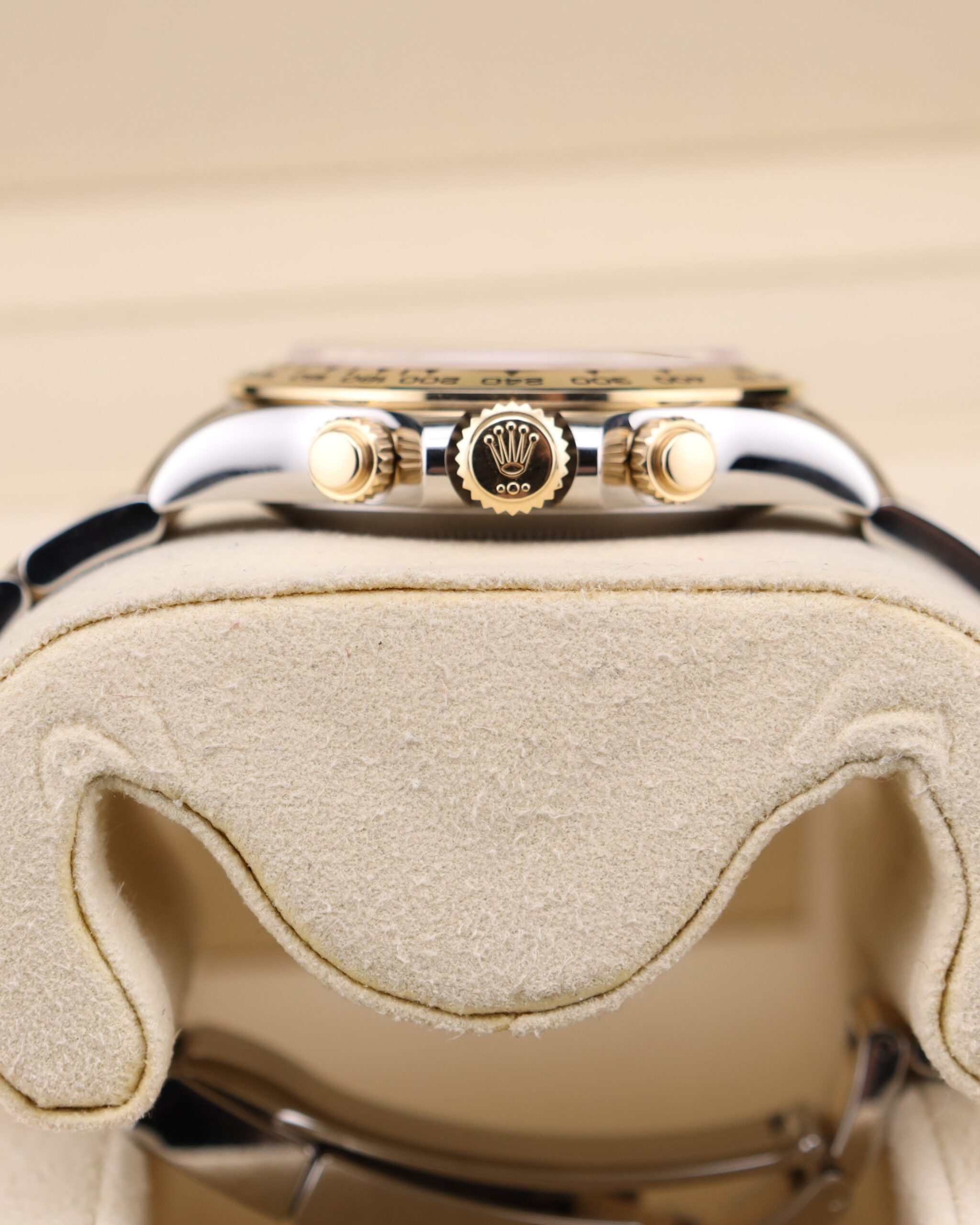 Luxury chronograph watch with champagne dial