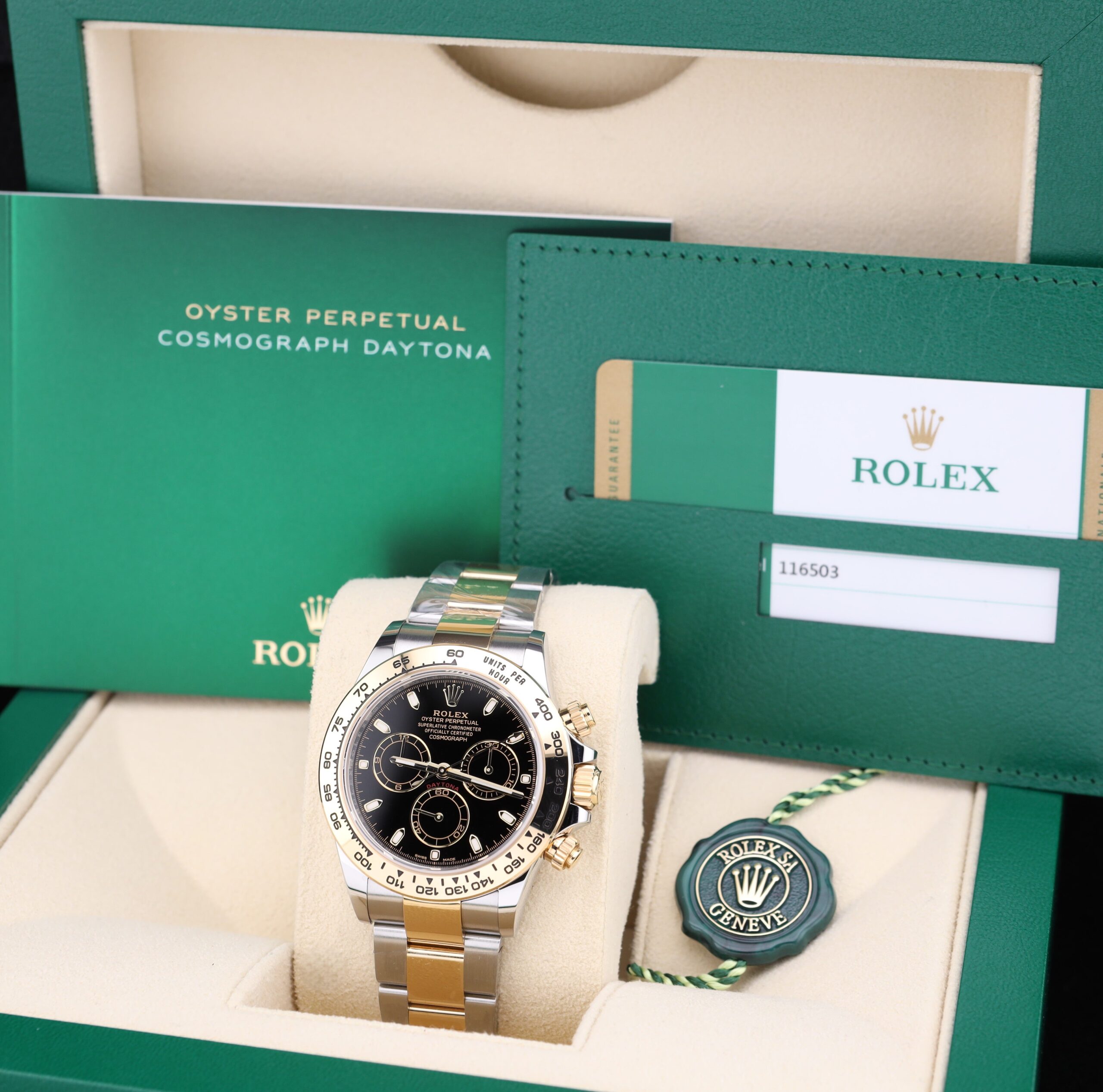Black dial luxury chronograph watch
