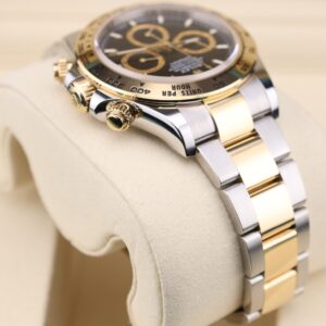 Two-tone chronograph watch with black dial