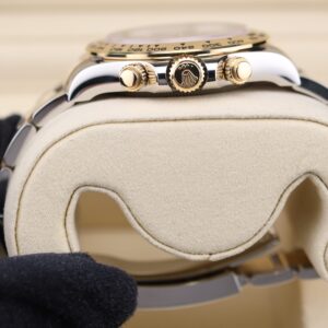 Close-up of two-tone chronograph watch
