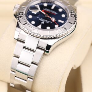Blue dial watch face with detailed markers