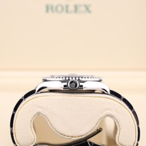 Side view of blue dial luxury watch