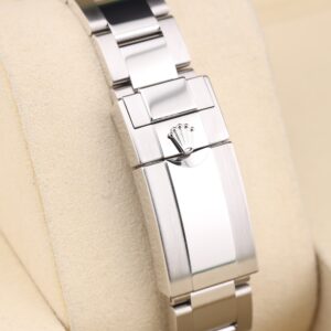 Blue dial luxury wristwatch close-up