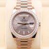 Pink dial ladies watch with diamond markers