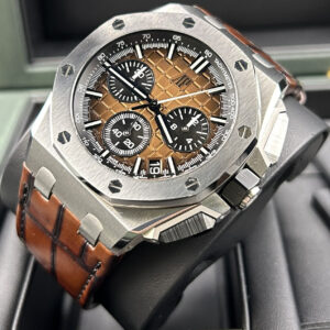 Luxury chronograph watch with brown dial