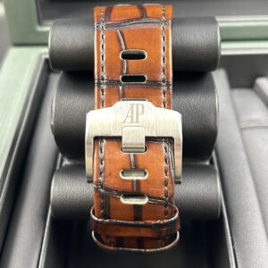 Side profile of stainless steel chronograph watch