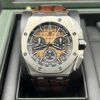 Close-up of chronograph watch face