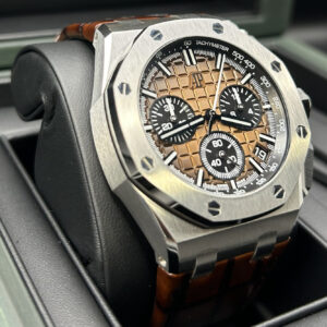 Luxury chronograph watch with dark dial