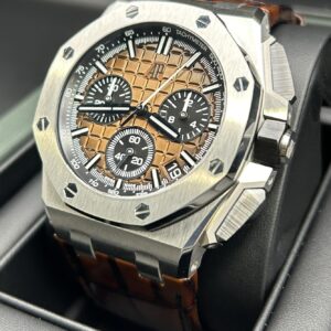 Chronograph watch on leather strap