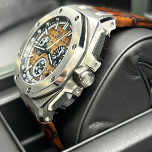 Side profile of luxury chronograph watch case