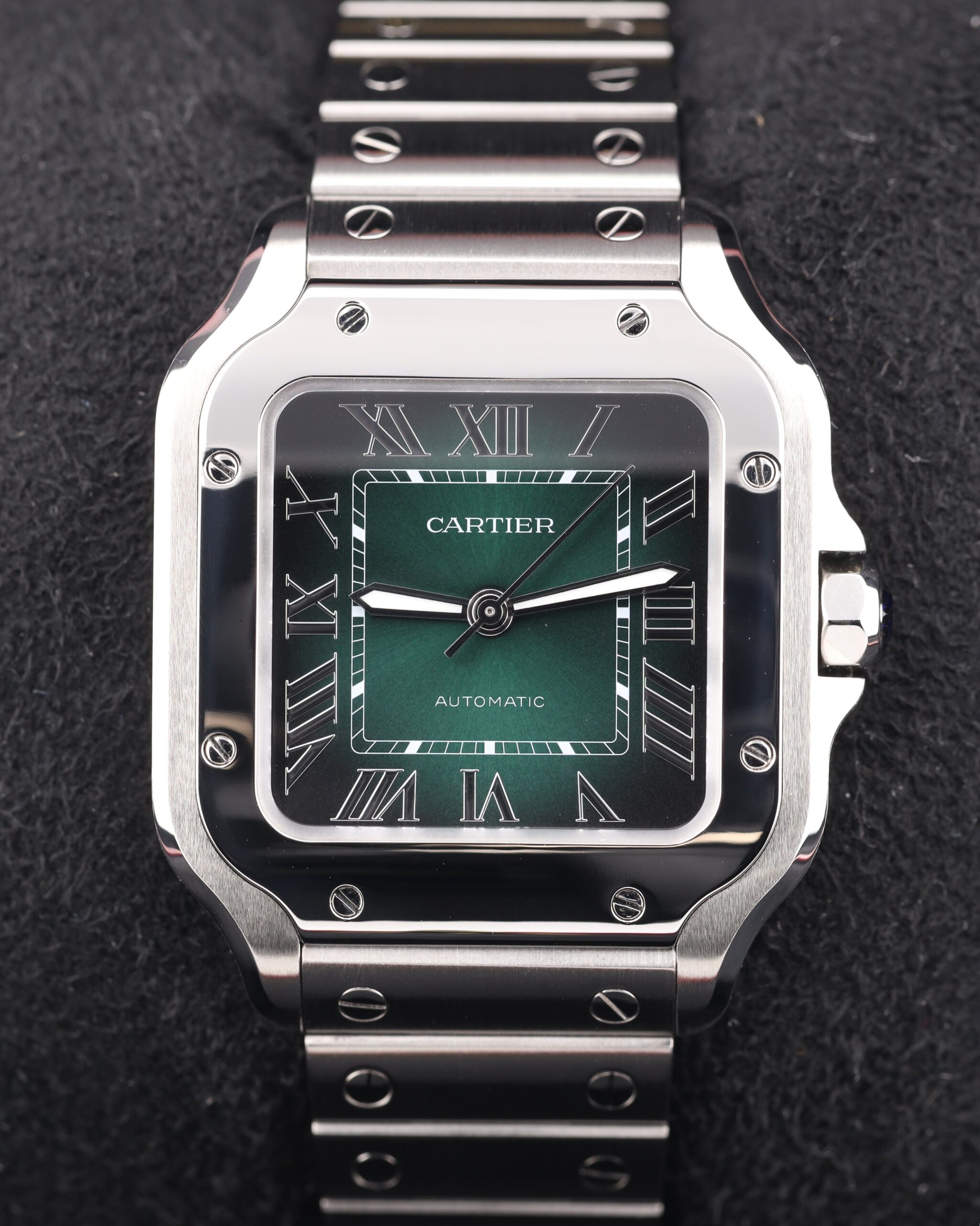 Pre-owned two-tone automatic watch with green dial