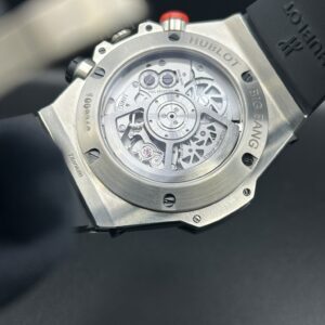 Luxury chronograph watch dial close-up