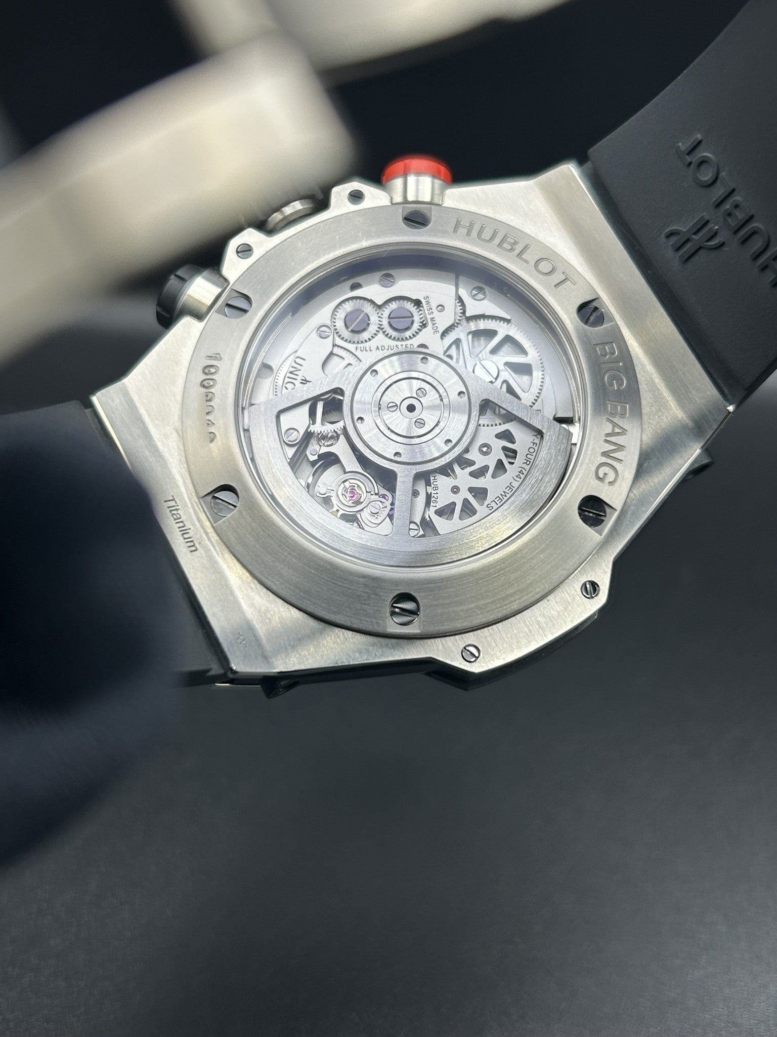 Luxury chronograph watch dial close-up