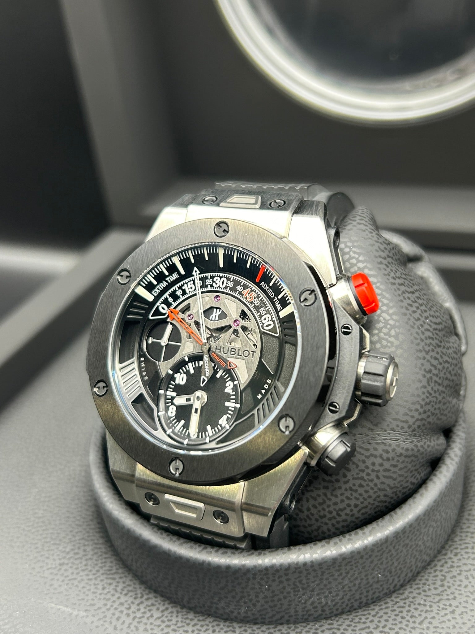 Chronograph watch on leather strap