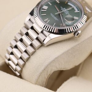 Pre-owned stainless steel chronograph close-up