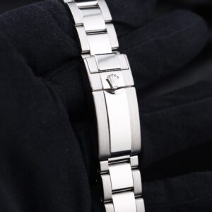 Pre-owned stainless steel chronograph close-up