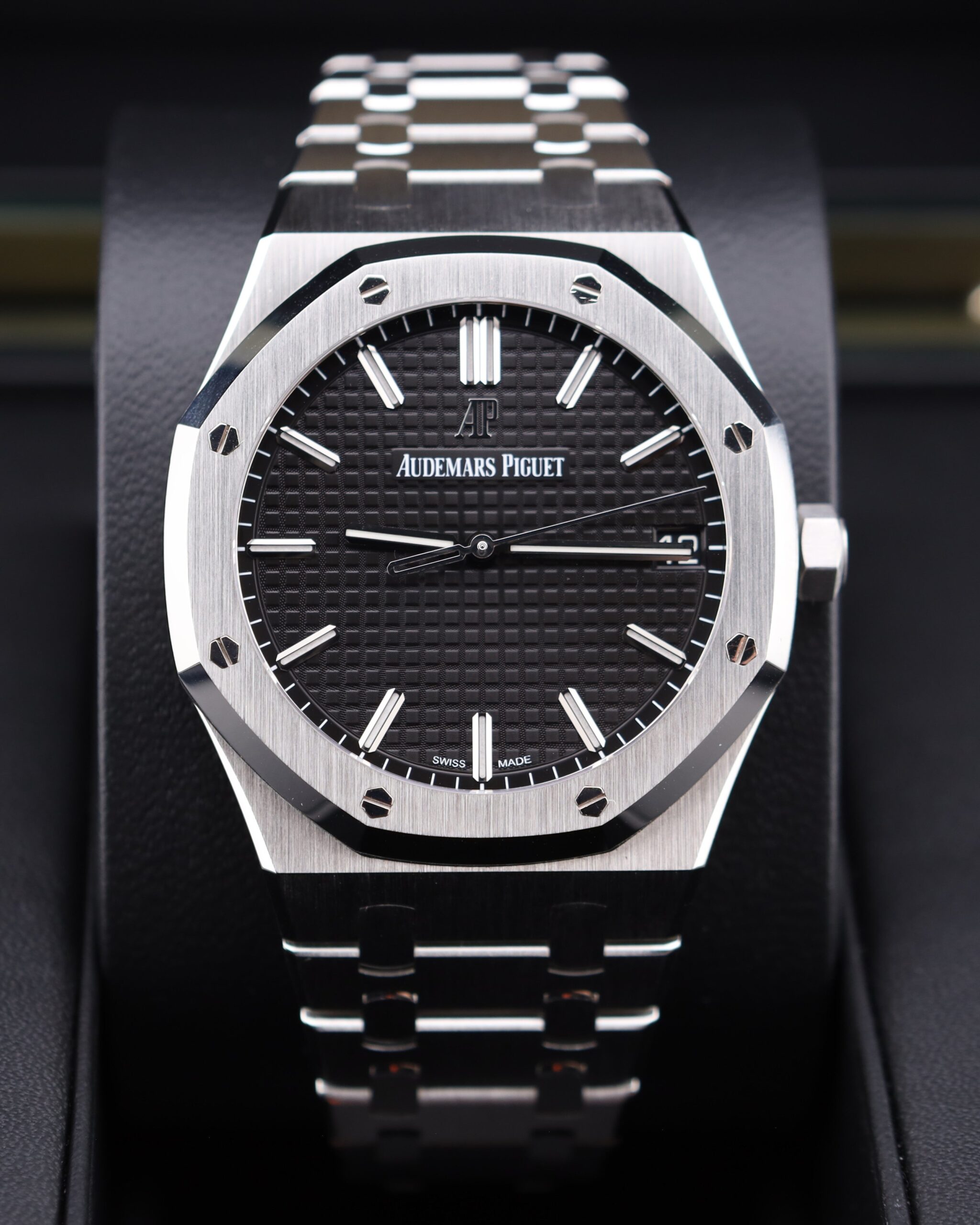Men's vintage dress automatic watch close-up