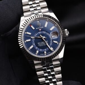 Stainless steel chronograph wristwatch close-up