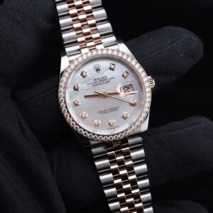 Mother of pearl dial luxury watch with diamond accents