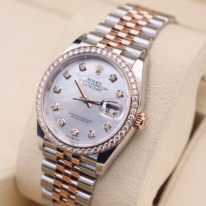Close-up of diamond accented women's watch face