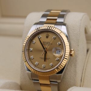 Rolex Datejust watch face with diamonds