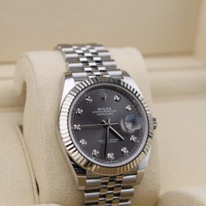 Luxury watch with diamond dial and slate rhodium finish