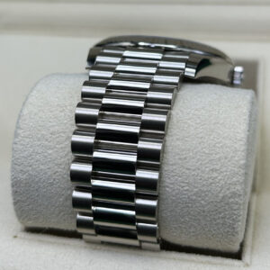 Luxury watch with meteorite dial on wrist