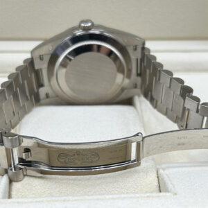 Side angle of luxury watch with meteorite dial