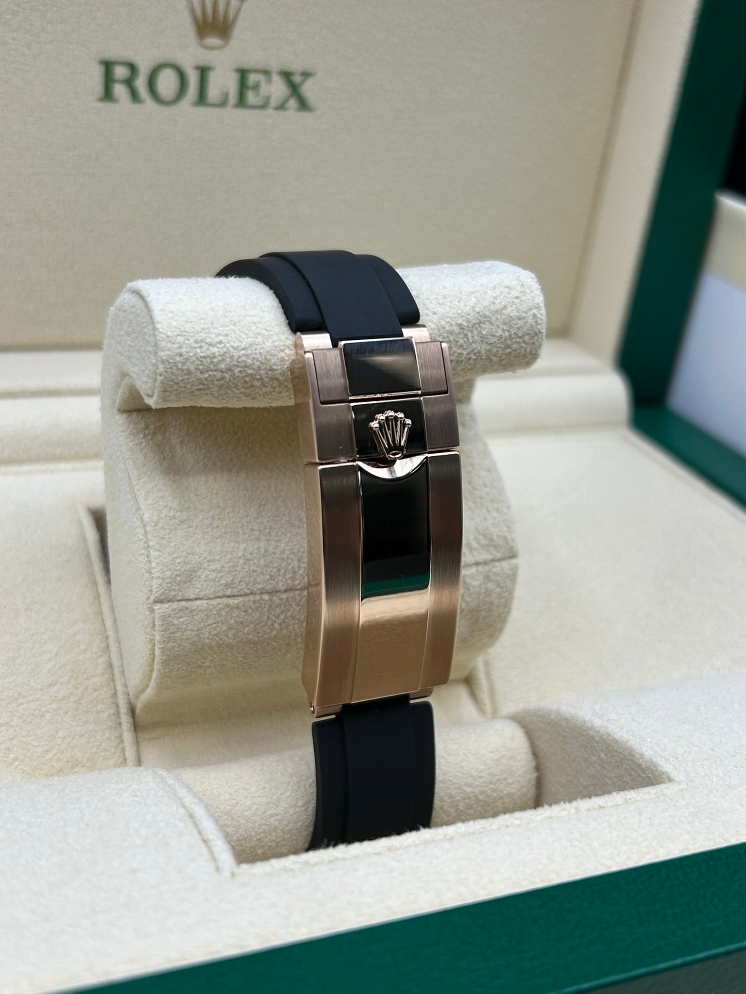 Rose gold chronograph with black dial