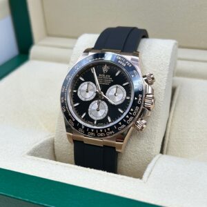 Black dial rose gold mechanical chronograph