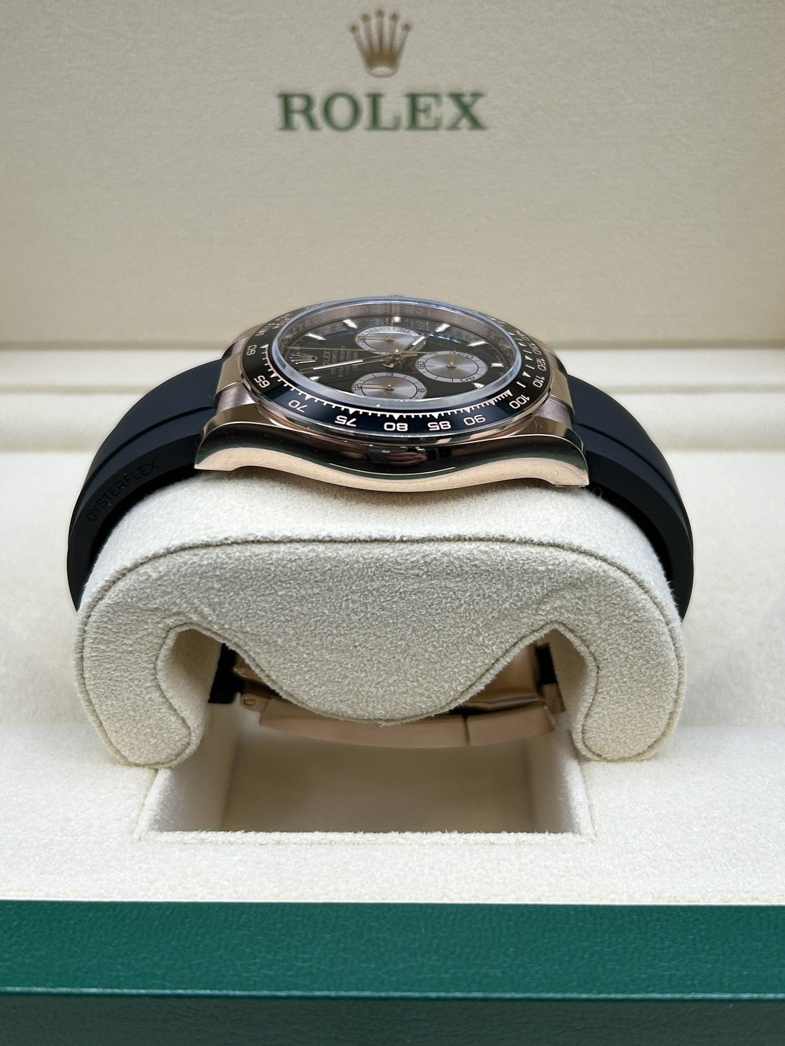 Luxury rose gold chronograph with black face