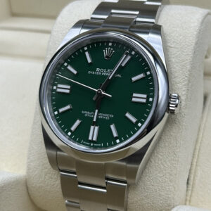 Rolex Oyster Perpetual green dial wristwatch