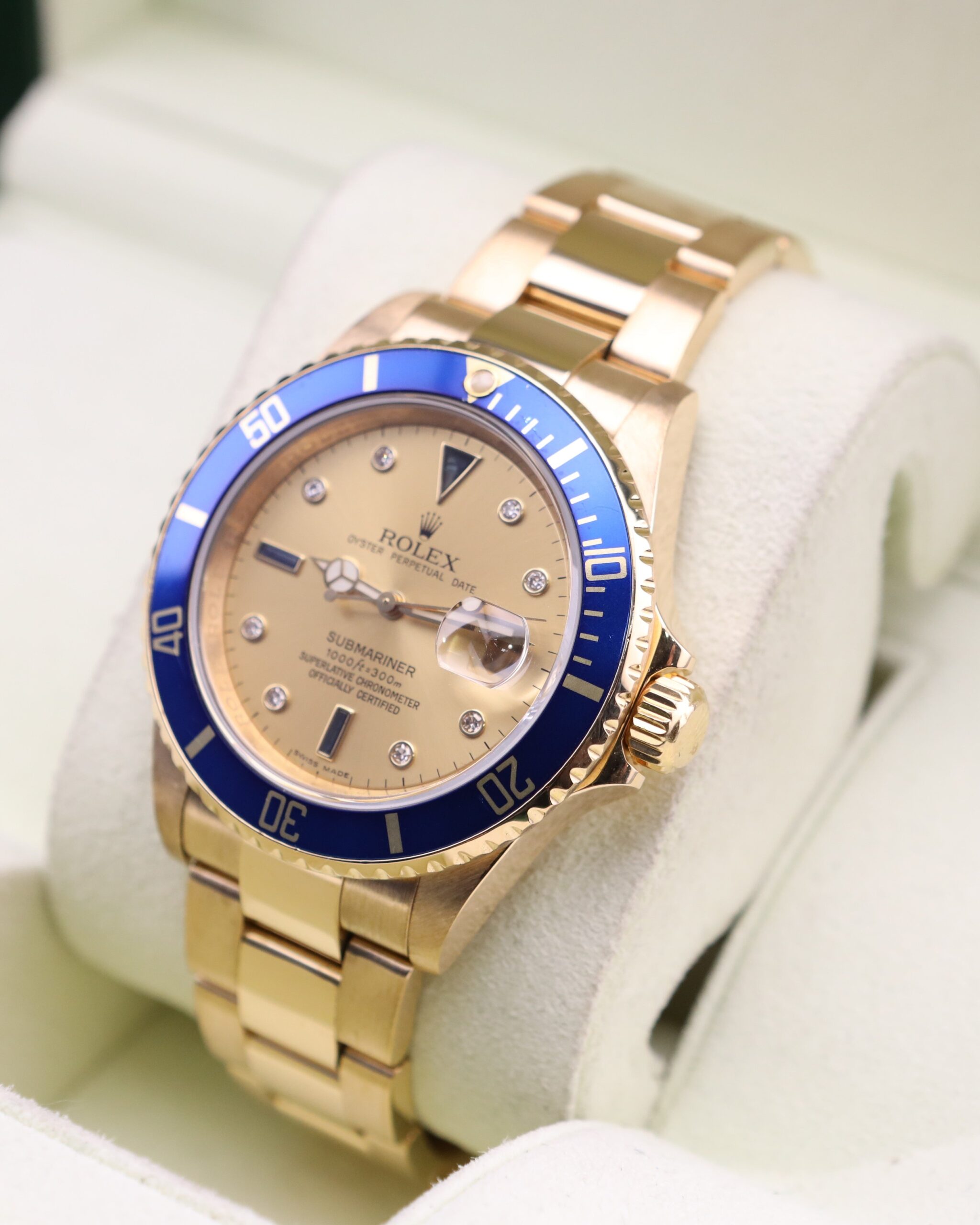 Close-up of Rolex Submariner champagne dial