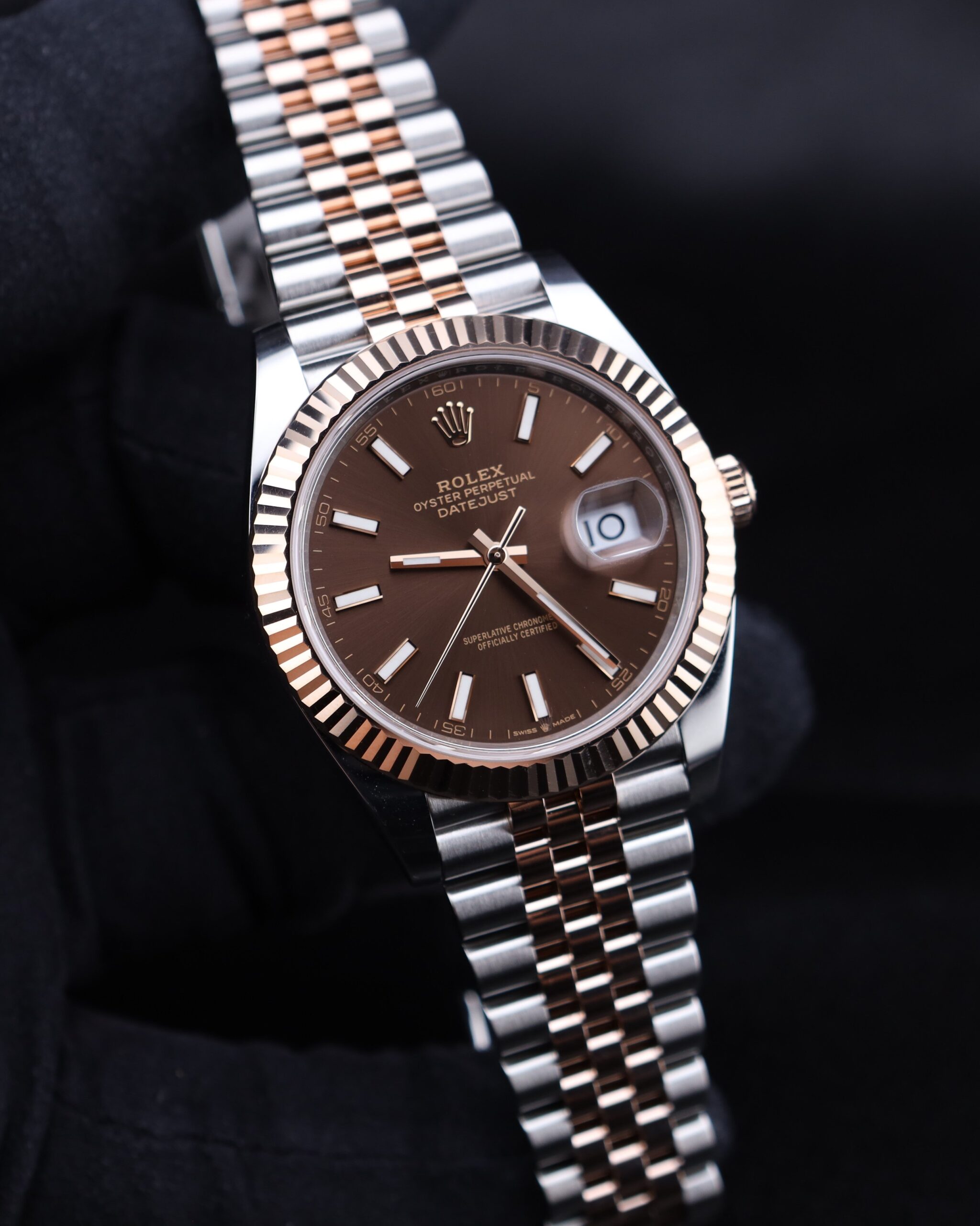 Two-tone Rolex Datejust with chocolate dial