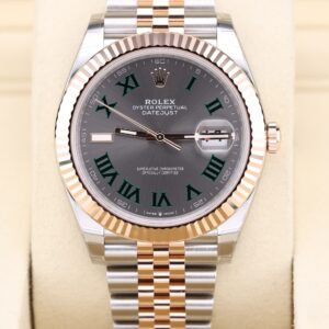Rose gold automatic dress watch on Jubilee bracelet