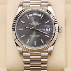Pre-owned luxury watch with rhodium dial