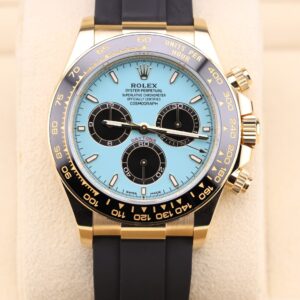Pre-owned chronograph watch with turquoise blue dial