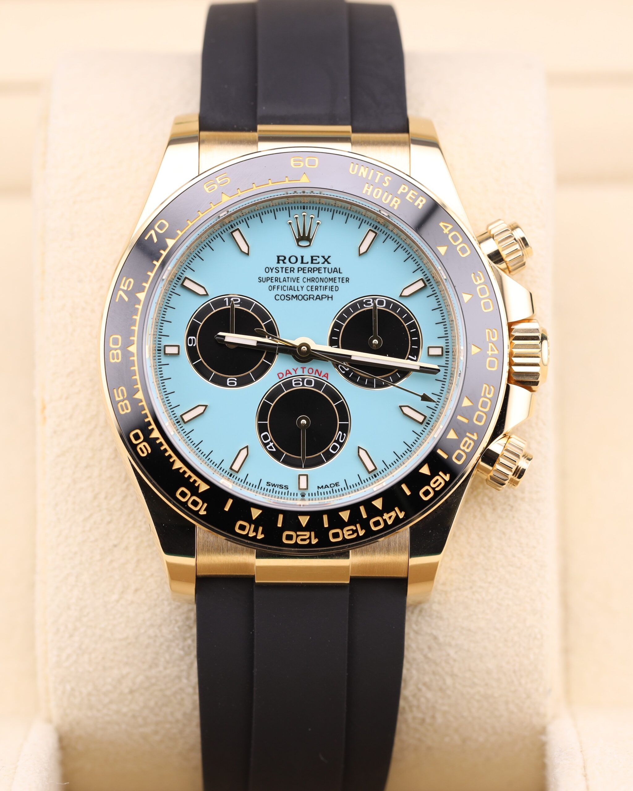 Pre-owned chronograph watch with turquoise blue dial