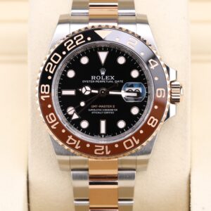 Rose gold and steel GMT automatic watch