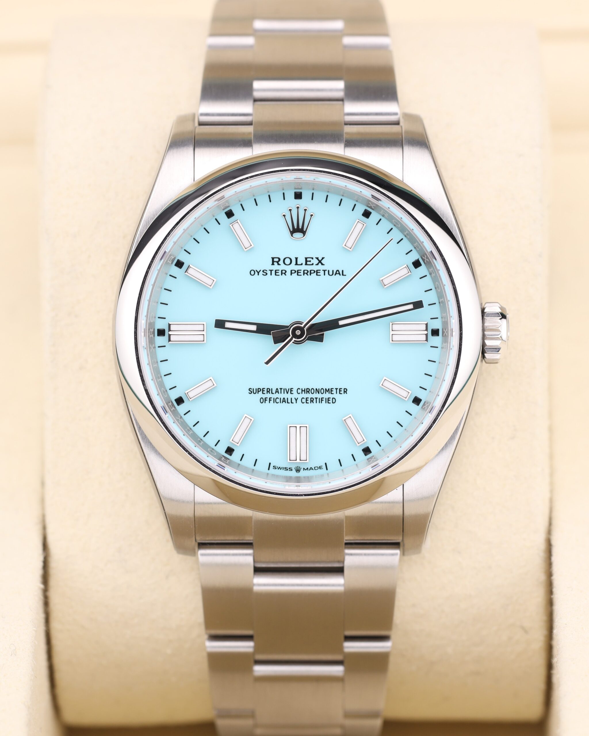 Rolex Oyster Perpetual 36 with turquoise blue dial