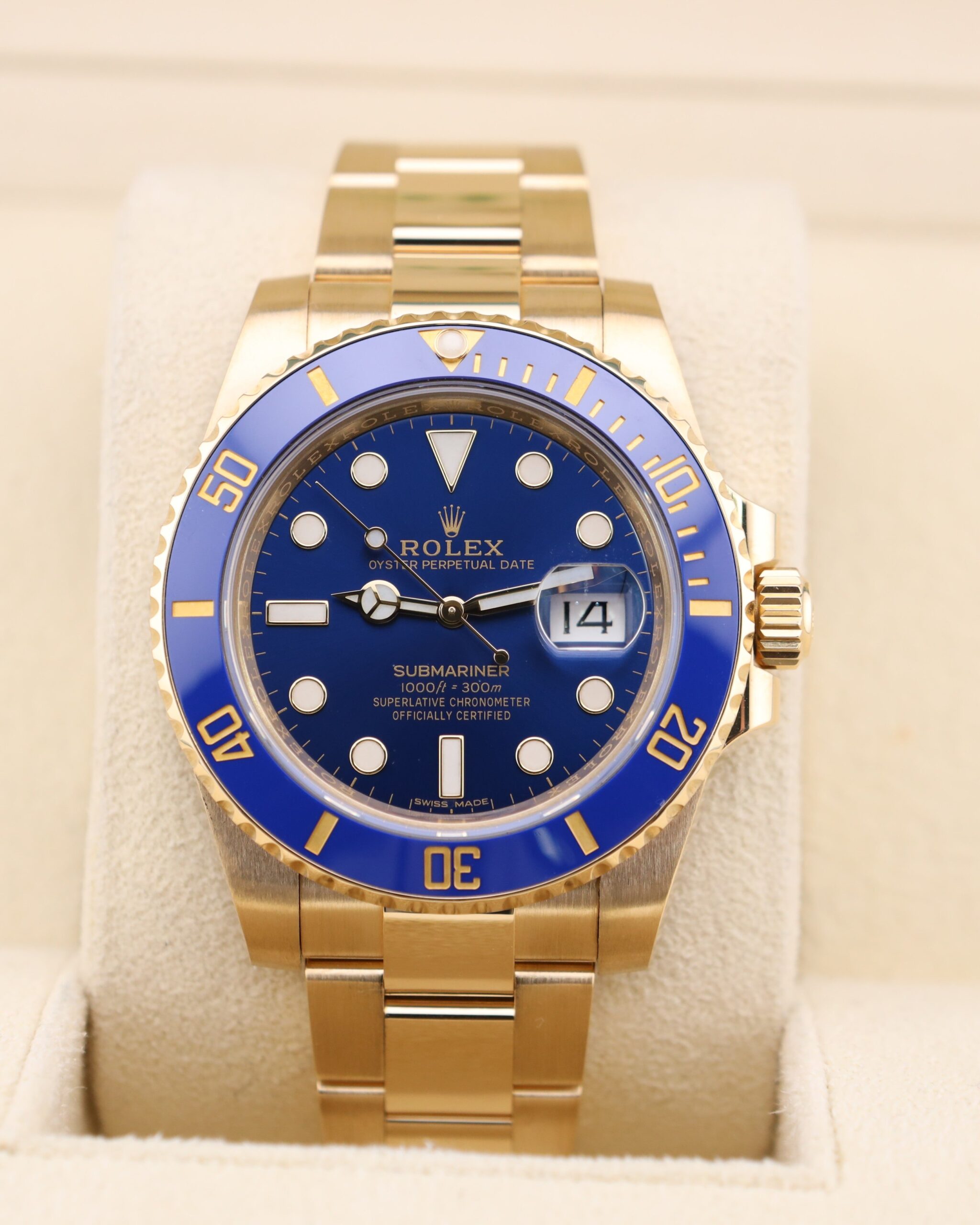 Gold and blue vintage diver watch